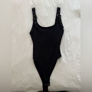 Forever 21 Belted Straps Black Bodysuit